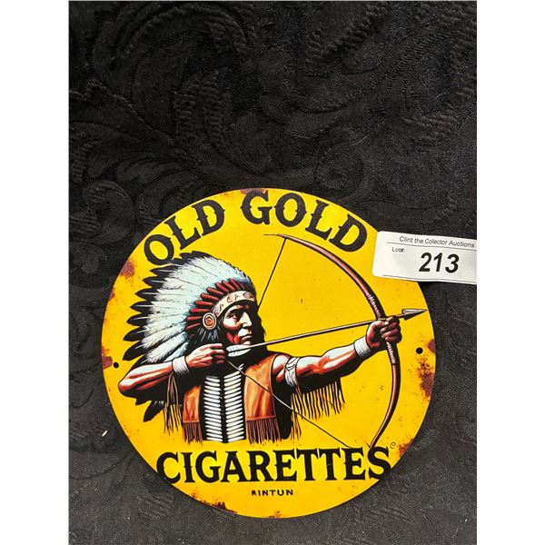 Old gold cigarettes metal sign, repro, 8" di