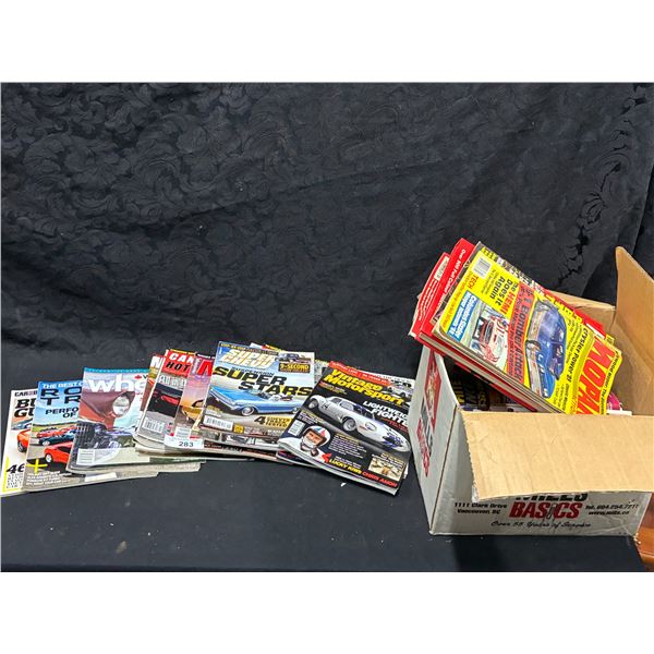Massive collection of hot-rod magazines, various cars