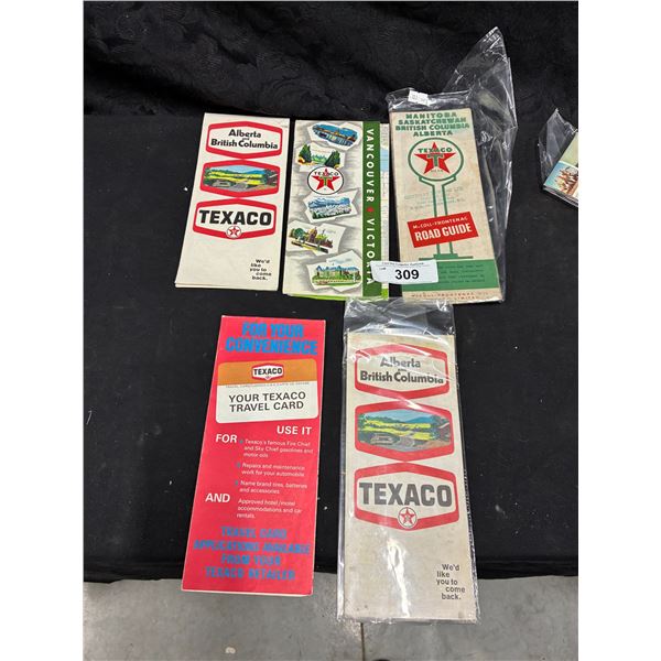 5 Vintage road maps, all Texaco