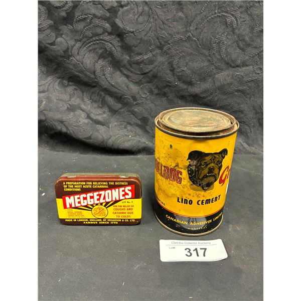 Rare Bulldog tin and Meggezones tin