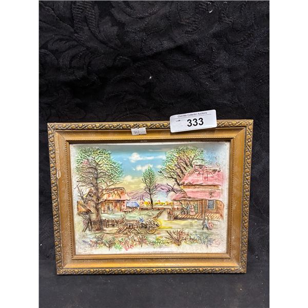 Vintage framed plate, 12"x10"