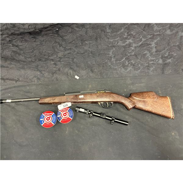 Vintage Beeman pellet gun with scope and pellets 38"