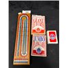 Image 1 : Vintage cribbage board with cards
