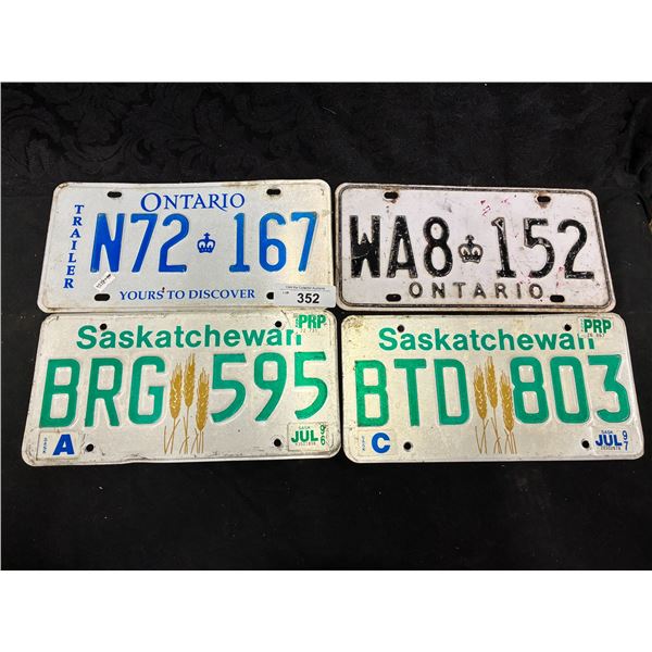 2 Ontario and 2 Sask license plates