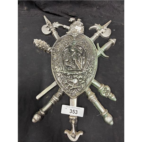 Decorative metal coat of arms. 16"