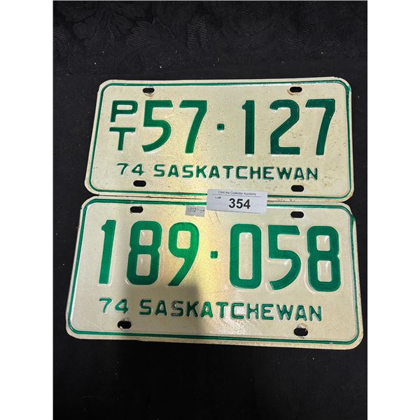 Pair of 1974 Sask license plates