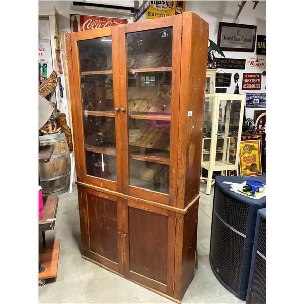Large antique display cabinet, 77"x40"x12.5"