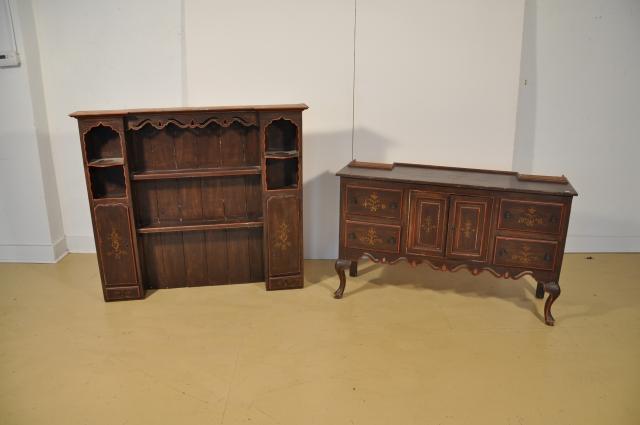 A 20th Century Mahogany Welsh Dresser With Painted Decoration