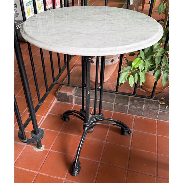 Carrara Marble Table w/ Bruni 3 Table Base 23.5" Dia, 30"H
