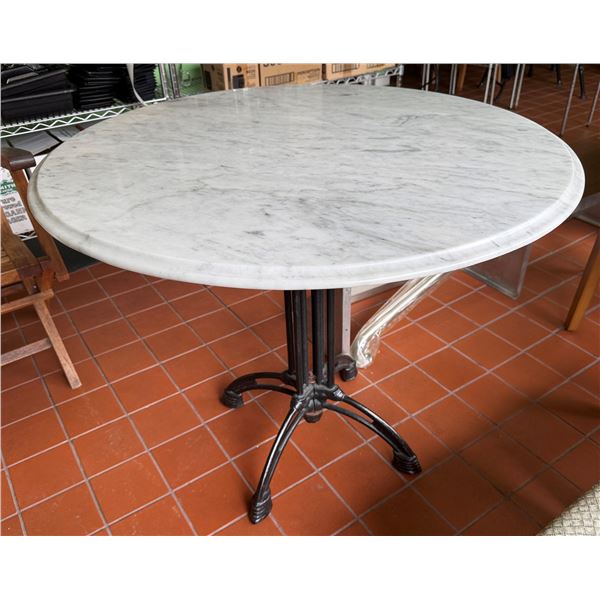 Carrara Marble Table w/ Bruni 3 Table Base 36" Dia, 30"H