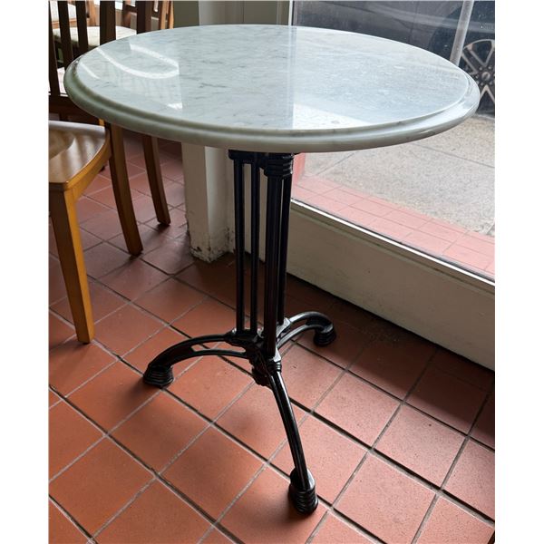 Carrara Marble Table w/ Bruni 3 Table Base 23.5" Dia, 30"H