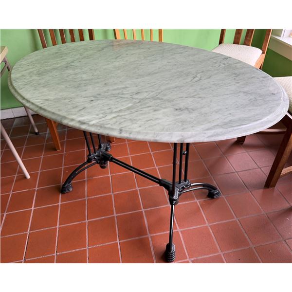 Oval Carrara Marble Table w/ Bruni 2 x 2 Table Base  48" x 30" x 30"H