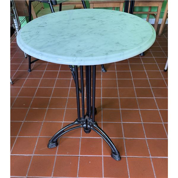 Carrara Marble Table w/ Bruni 3 Table Base 23.5" Dia, 30"H