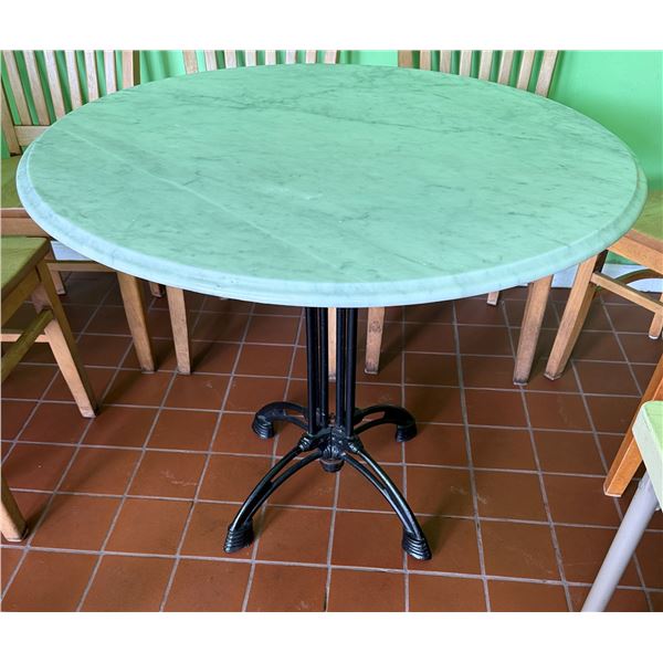 Carrara Marble Table w/ Bruni 4 Table Base 36" Dia, 30"H