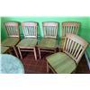 Image 1 : Qty 6 Wooden Chairs w/ Slatted Backs 18" x 16" x 34"H (some wobble)