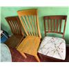 Image 1 : Qty 3 Wooden Chairs w/ Slatted Backs, Misc Sizes