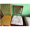 Image 2 : Qty 3 Wooden Chairs w/ Slatted Backs, Misc Sizes