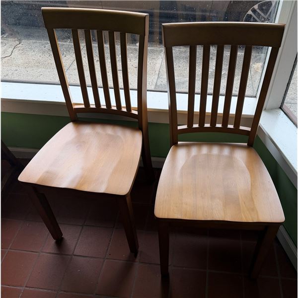 Qty 2 Wooden Chairs w/ Slatted Backs 17" x 37"H