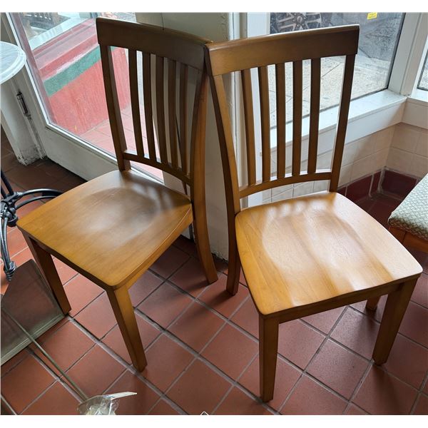 Qty 2 Wooden Chairs w/ Slatted Backs 17" x 37"H