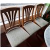 Image 1 : Qty 3 Wooden Chairs w/ Slatted Backs & Upholstered Seats 16" x 40.5"H
