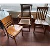 Image 1 : Qty 3 Wooden Chairs w/ Slatted Backs, Misc Sizes