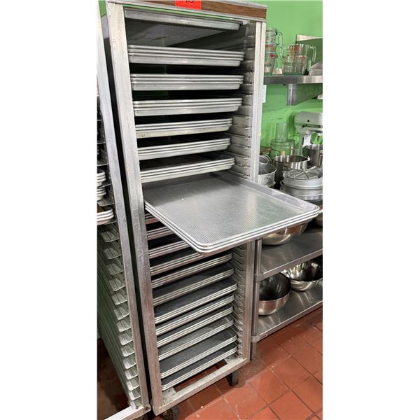 Qty 57 Metal Sheet Pans - Some Perforated 17.5" x 25.5" (rack not included)