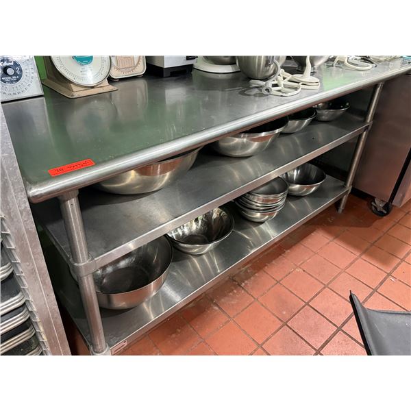 Advance Tabco Kitchen Work Table w/ 2 Undershelves 72" x 31" x 35"H (contents not included)