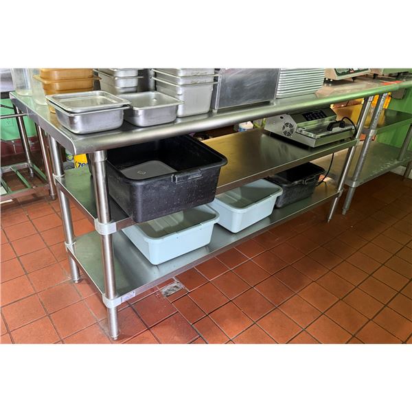 Advance Tabco Kitchen Work Table w/ 2 Undershelves 72" x 23" x 36"H (contents not included)