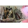 Image 1 : Qty 2 Bins Multiple Kitchen Utensils: Whisks, Strainers, Spatulas, Tongs, Spoons, etc