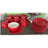 Image 1 : Qty 9 Nuova Point Large Red Latte Cups w/ 9 Saucers