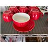 Image 2 : Qty 9 Nuova Point Large Red Latte Cups w/ 9 Saucers
