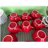 Image 3 : Qty 9 Nuova Point Large Red Latte Cups w/ 9 Saucers