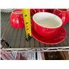 Image 5 : Qty 9 Nuova Point Large Red Latte Cups w/ 9 Saucers