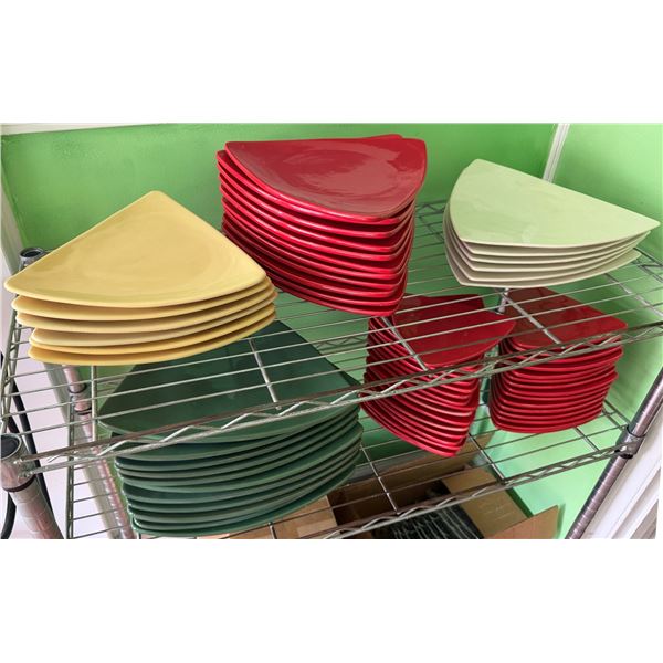 Multiple CAC China Triangular Plates, Misc Colors & Sizes