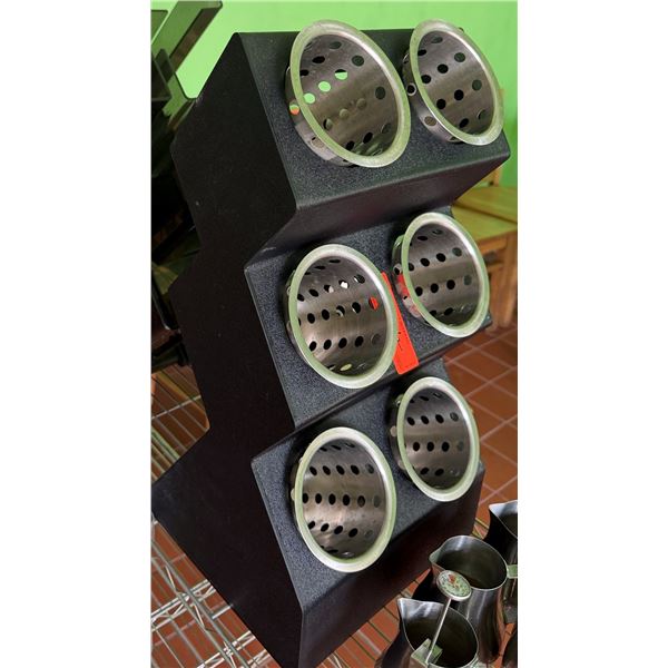 Qty 2 Black Cylinder Flatware Organizer Holders