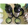 Image 4 : Qty 2 Metal Coffee Carafes & 2 Shakers w/ Black Lids