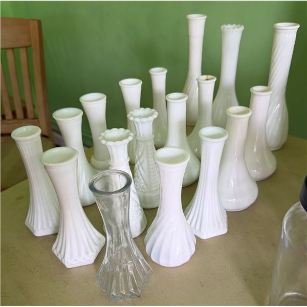 Qty 18 Bud Vases, Misc Sizes