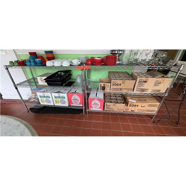 Qty 2 Metal Wire Mesh 3-Tier Shelving Units 48" x 18" x 35"H (contents not included)