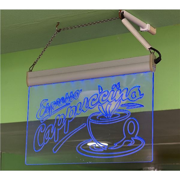 Espresso Cappuccino Sign w/ Ceiling Mount