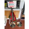 Image 1 : Qty 2 Crowd Control Stanchion Posts w/ Velvet Ropes & Stop Please Wait Sign