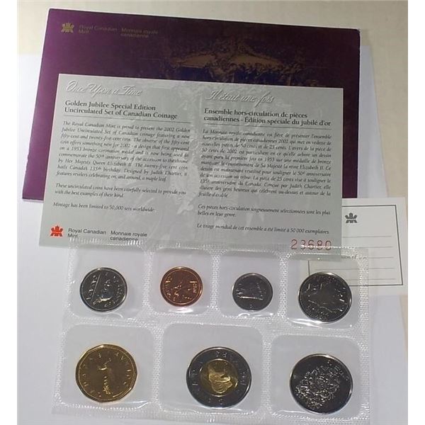 1952-2002 Canada Golden Jubilee Uncirculated 7 coin Mint Set