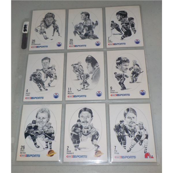 Lot of 9 1986-87 Kraft Drawings NHL Hockey cards