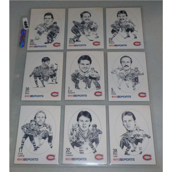 Lot of 9 1986-87 Kraft Drawings NHL Hockey cards