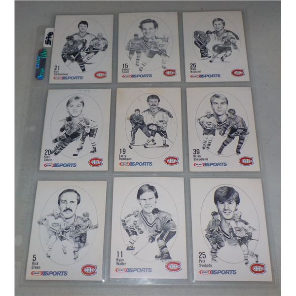 Lot of 9 1986-87 Kraft Drawings NHL Hockey cards