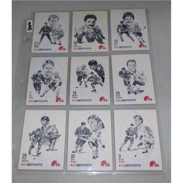Lot of 9 1986-87 Kraft Drawings NHL Hockey cards