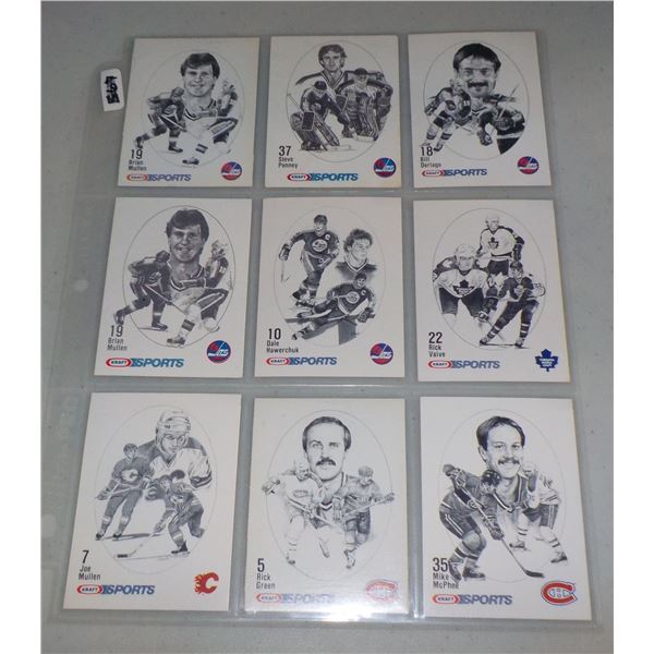 Lot of 9 1986-87 Kraft Drawings NHL Hockey cards