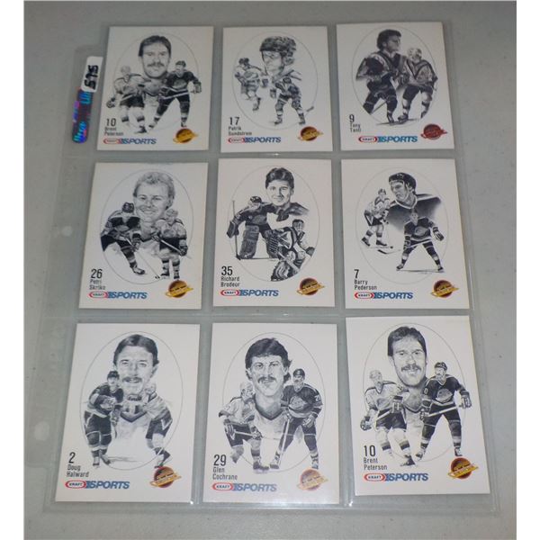 Lot of 9 1986-87 Kraft Drawings NHL Hockey cards
