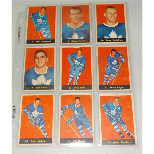 Lot of 9 1960-61 Parkhurst NHL Hockey cards