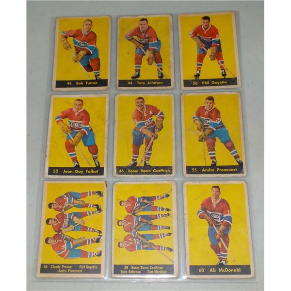 Lot of 9 1960-61 Parkhurst NHL Hockey cards