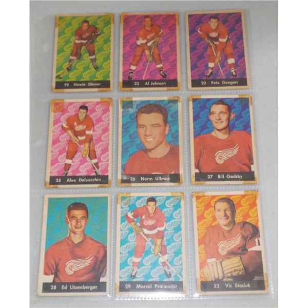Lot of 9 1961-62 Parkhurst NHL Hockey cards